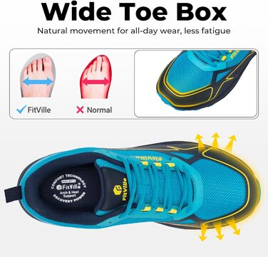Чоловічі кросівки для трейлраннінгу та бігу FitVille Extra Wide (44 EU, блакитні) - широка колодка, легкі, для фітнесу та трекінгу