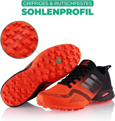 Трекінгові черевики для жінок та чоловіків, дихаючі, для трекінгу та трейлраннінгу, 45 EU, помаранчево-чорні