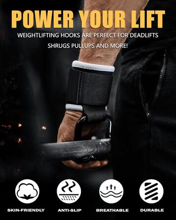 Допоміжні петлі для важкої атлетики Zughilfen – петлі для підйому штанги з захистом зап'ястя, до 317 кг