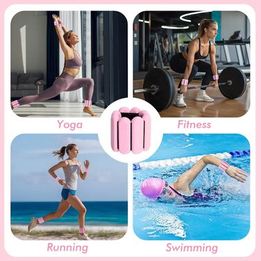Ваги для зап'ястя та щиколотки жіночі/чоловічі, регульовані, силіконові, для фітнесу, йоги, бігу (Рожеві)