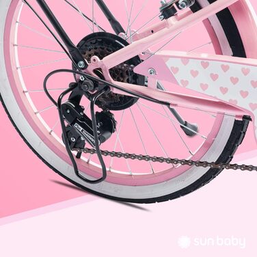 Дитячий велосипед Sun Baby Heart 20 дюймів, 6 швидкостей Shimano, для дівчаток 6-10 років, регульований