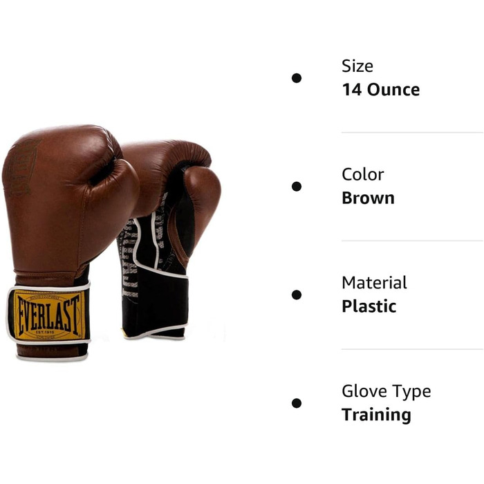 Боксерські рукавички Everlast 1910 Classic, унісекс, 14oz, коричневі, для тренувань