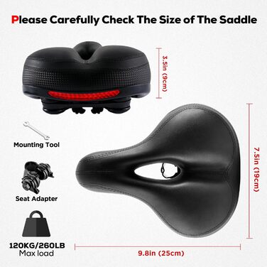 Комфортне велосипедне сидіння IPOW для жінок та чоловіків: м'який, з пам'яті ефекту, амортизований, універсальний, чорний