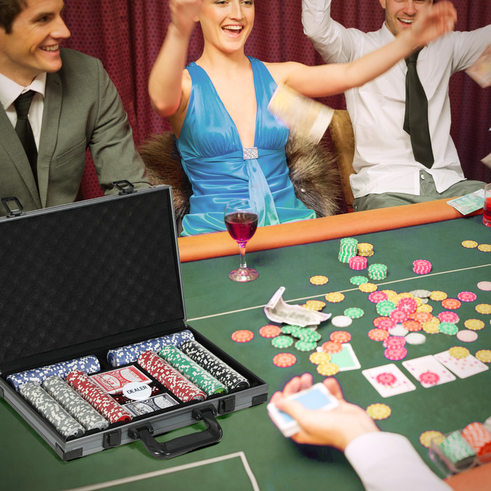 Набір для покеру SPORTNOW Poker Case, повний набір для покеру 400 фішок, 11,5 грам, 2 колоди карт, 5 кубиків, дилерський диск, ігровий килимок, алюмінієвий кейс | Аосом