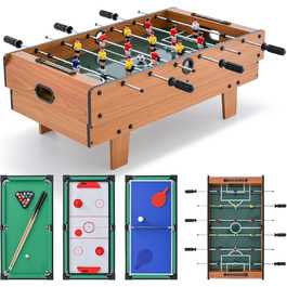 HOMASIS 4-в-1 ігровий стіл, з аксесуарами: кікер, тенісний стіл, більярд, хокей. Підходить для барів, вечірок, ігрових кімнат, дітей та дорослих