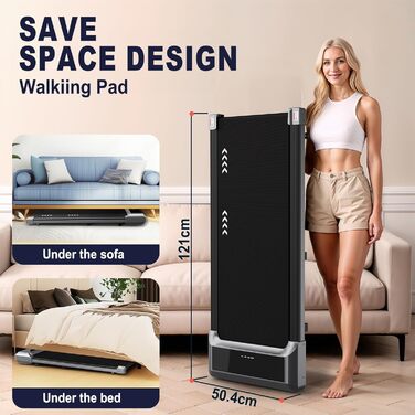 Бігова доріжка VOWVIT для дому 2-в-1, Walking Pad з LED-дисплеєм, дистанційним керуванням, 2.25HP, швидкість 1-6 км/год, гарантія 2 роки