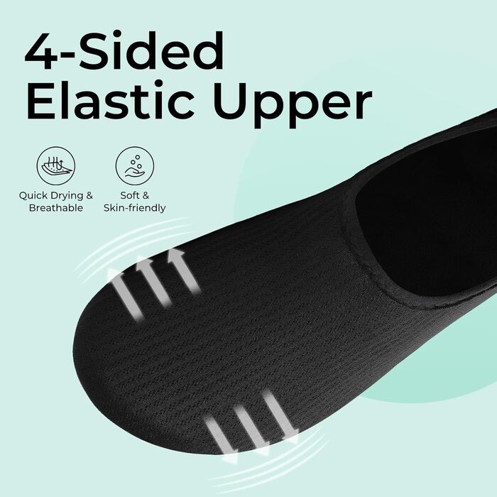 Чоботи для плавання чоловічі/жіночі, аквашузи, пляжні чоботи, швидковисихаючі, з неопрену, розмір 37-47 (38/39 EU), колір: Чорний