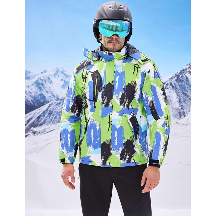 Чоловіча водонепроникна лижна куртка WUFU, тепла зимова модель, вітрозахисний Windbreaker Hebau (XL, Digitaldruck-02)