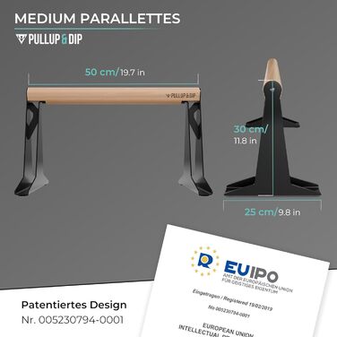 Дерев'яні паралети PULLUP & DIP Medium 30 см для каллістеніки та гімнастики, ергономічні бруси для віджимань і стійки на руках, для тренувань вдома та на вулиці