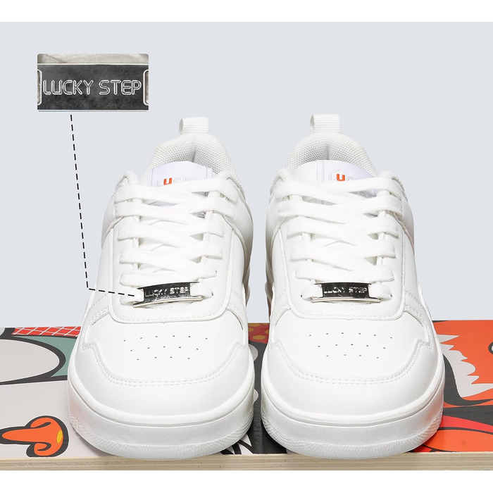 Жіночі кеди LUCKY STEP з блискучими стразами, шкіряні низькі кросівки на шнурівках, білі (38 EU)