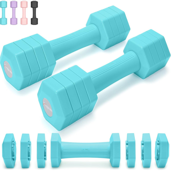 Набір гантелей Fragraim регульовані для жінок та чоловіків, 4,54 кг, 4-в-1, вага 0,9-2,27 кг, з м'яким покриттям TPU, для дому