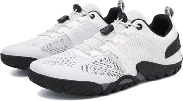 Barfußschuhe HUSKSWARE для жінок та чоловіків – широка передня частина, неслизька підошва, дихаючі, посилені люверси для фітнесу, трейлраннінгу, хайкінгу та повсякденного використання, білий, 44 EU