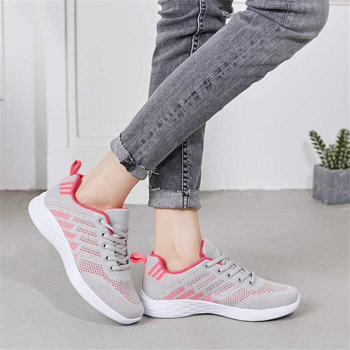 Жіночі кросівки Mesh для занять спортом, бігу та повсякденного носіння, розмір 41 EU, червоно-сірі