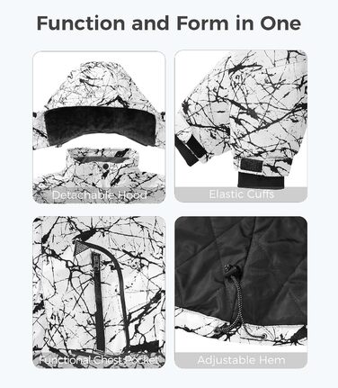 Жіноча гірськолижна куртка Wantdo, тепла флісова, водонепроникна, дихаюча, з капюшоном, вітрозахисна, для активного відпочинку, темно-бірюзовий (чорно-білий), XXL