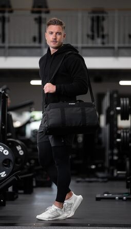 Спортивна та дорожня сумка Fitgriff V2 для жінок і чоловіків, з відділенням для взуття та вологих речей, для спорту, фітнесу та подорожей, чорна, 47x25x27 см