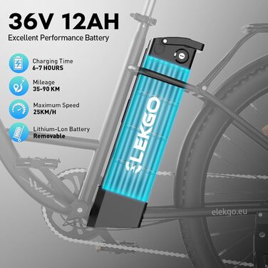 Електровелосипед ELEKGO 28 дюймів, 7-ступеневий, 36В знімний акумулятор, міський електричний велосипед до 25 км/год, LCD-дисплей, амортизуюча вилка