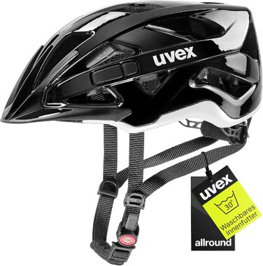Шолом uvex active: захисний універсальний шолом для жінок та чоловіків, регульований розмір, розширюваний світлодіодним ліхтарем (чорний/білий, 52-57 см, Single)
