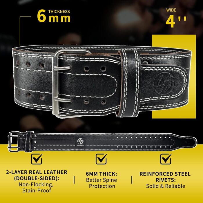 Планка для важкої атлетики з натуральної шкіри (6 мм) – унісекс, для силових тренувань, присідань, з підтримкою попереку | Регульована, підходить для різних вправ (Small, Білий/Опунтовий сад)