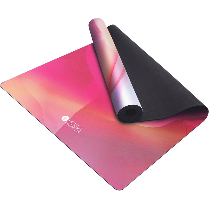Йога-мат Yoga Design Lab Combo 3.5мм, нековзкий, натуральний каучук, з ременем для перенесення, рожевий, мат/рушник, ідеально для інтенсивних тренувань