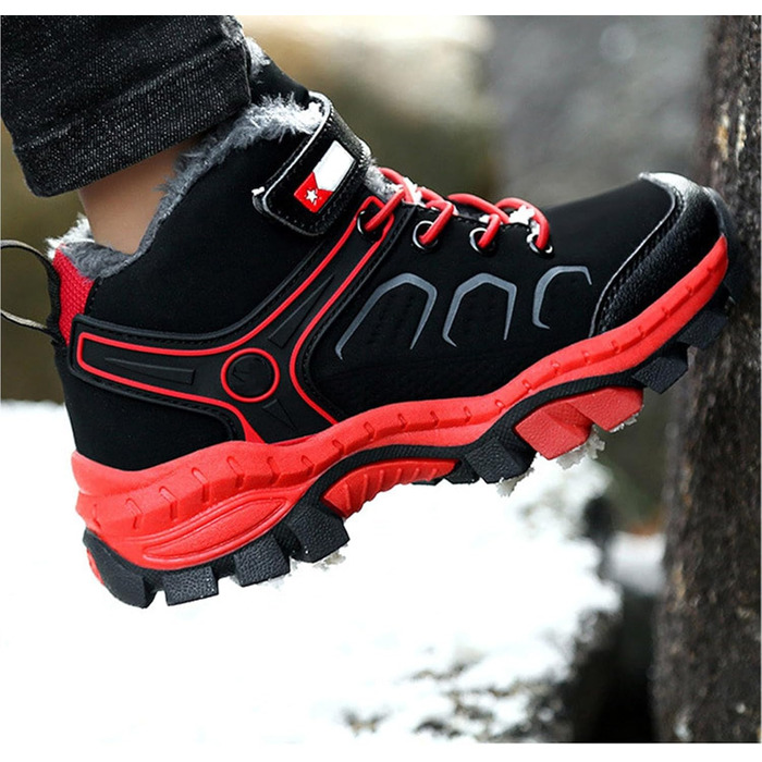 Зимові черевики для хлопчиків: теплі, зручні, водонепроникні, для сноубордингу та трекінгу (червоні, 36 EU)