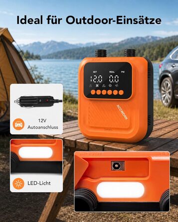 Насос електричний для SUP дошки Accwork 20 PSI, 12V, з адаптерами для каяка, човна, надувного матрацу