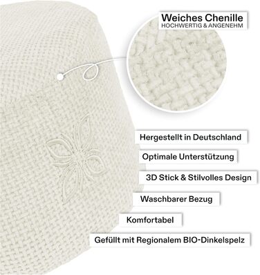 Крісло для медитації Cushy™: кругле подушка для сидіння з дінкової вати (10/15/20 см) - для медитації та релаксації, Made in Germany, Milky Marshmallow