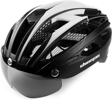 Велосипедний шолом Shinmax для чоловіків і жінок з візором, магнітними знімними окулярами, LED-підсвіткою, регульований, дихаючий, захисний, для MTB та міських велосипедів