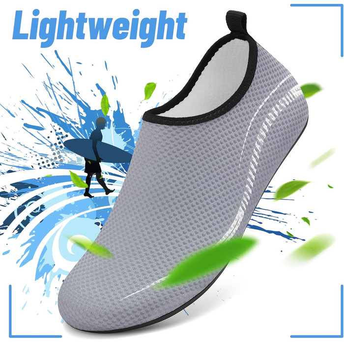 Чоботи для плавання та водного спорту: чоловічі та жіночі, неопренові, для пляжу, серфінгу, плавання. Легкі домашні тапочки для відпочинку (35 EU, сірий)