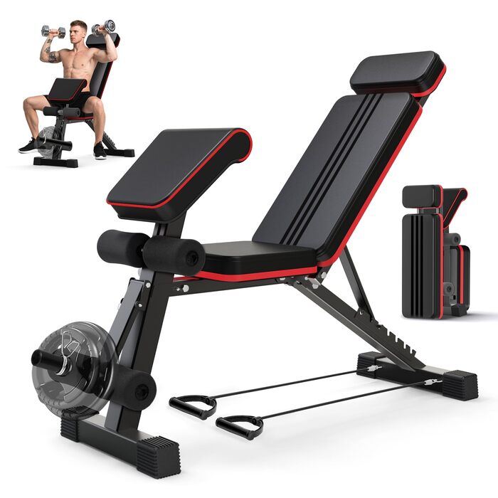 Багатофункціональна розкладна лава для гантелей 12 в 1, регульована фітнес-лава для вправ на прес та римський стілець, витримує до 400 кг, для домашніх тренувань