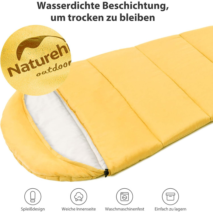 Дитячий спальний мішок Naturehike C300-Gelb для кемпінгу, подорожей, весни, літа, осені - бавовняний, легкий, теплий