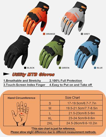 Велосипедні рукавички KUTOOK MTB з підкладкою на долоні 5mm TPR, захист від подряпин, сенсорний екран, дихаючі, зелені (XXL)