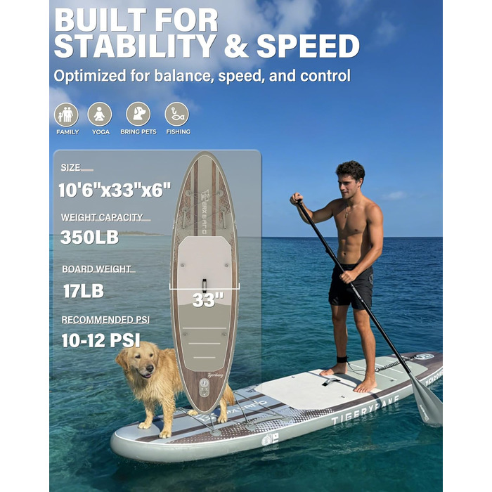 SUP дошка надувна TIGERXBANG 320 см, комплект для Stand Up Paddling, рожево-зелена, для дорослих та дітей