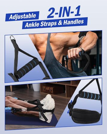 Набір еластичних стрічок для фітнесу та пілатесу з регульованою штангою, 20-360lbs, для дому