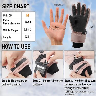 Електричні грілки для рук для чоловіків та жінок, 7.4V 5000mAh/6000mAh, сенсорний екран, 3 режими, 45/50/55°C, неслизькі, для катання на велосипеді, лижах, кемпінгу (Рожевий, 5000mAh)