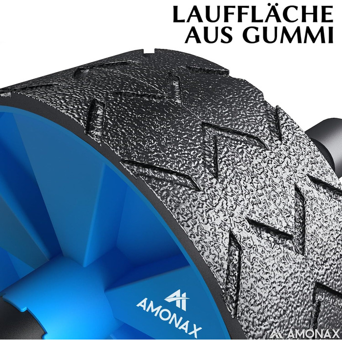 Ролер для пресу Amonax, тренажер для живота, колісо для пресу з нековзним покриттям, з м'яким килимком для колін, для чоловіків та жінок, тренування пресу (Блакитний)