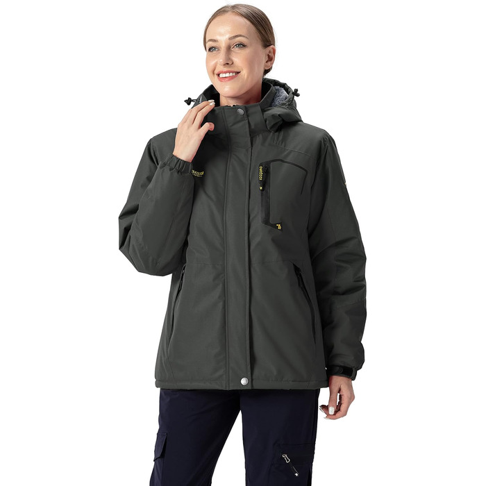 Жіноча зимова куртка YSENTO: водонепроникна, для катання на лижах, софтшелл, флісова, функціональна з капюшоном, темно-сіра