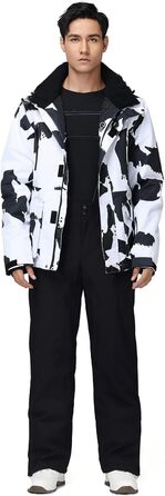 Комплект зимового костюма HOTIAN для чоловіків: куртка та штани для катання на лижах, сноуборді та туризму. Теплий, ізольований костюм для сноубордингу та катання на лижах. Розмір M, колір чорний.