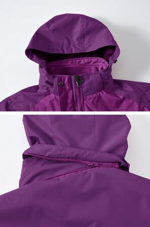 Жіноча 3-в-1 куртка Ysento: водонепроникна, вітрозахисна, з флісовою підкладкою та знімна капюшон. Функціональна зимова куртка для активного відпочинку. Розмір M, фіолетовий колір.