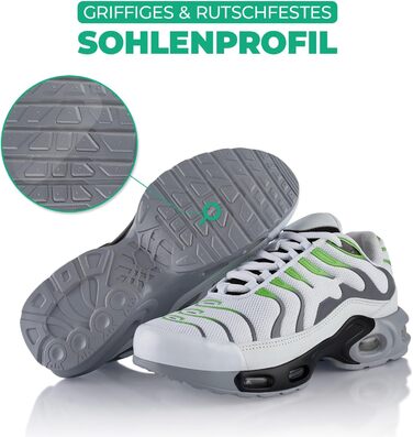 Спортивні кросівки для жінок та чоловіків з амортизацією, легкі бігові кросівки (45 EU, білий, сірий, зелений)