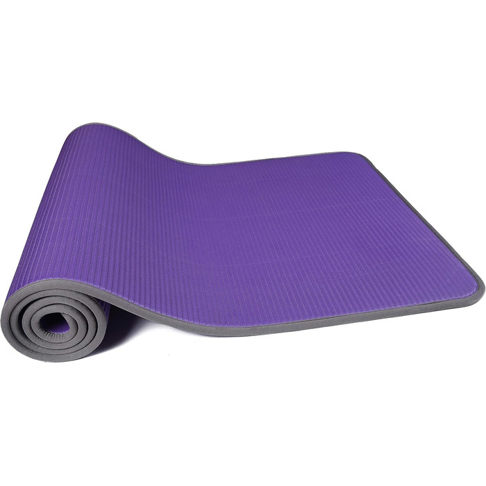 Килимок для йоги та пілатесу Fitvids, 10 мм, високощільний, з антиковзаючою поверхнею, з ручкою, фіолетовий