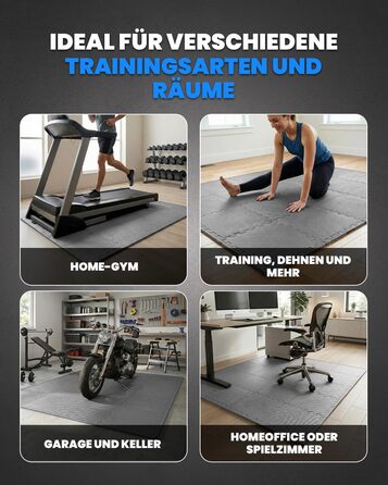 Набір захисних пазл-килимчиків для підлоги unycos (12/20/28 шт), 30x30x1 см, протиковзні мати для тренажерного залу, фітнесу та йоги, водонепроникні, сірі