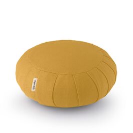 Подушка для медитації Basaho CLASSIC Zafu | З органічної бавовни, з шкаралупою гречанки | Знімний та пральний чохол (Гірчичний)