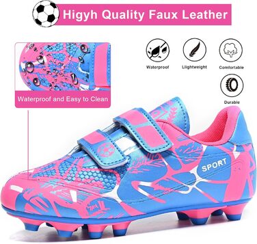 Дитячі футбольні бутси для хлопчиків та дівчаток, унісекс, дихаючі, легкі, з антиковзким покриттям, розмір 28-37 (34 EU), рожево-блакитні