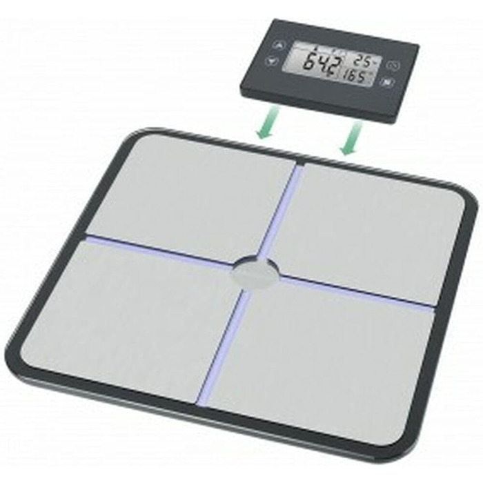 Medisana BS 460 цифрова вага-аналізатор тіла з LCD-дисплеєм, вимірювання жиру, води, м'язової та кісткової маси, до 180 кг, чорна/срібляста