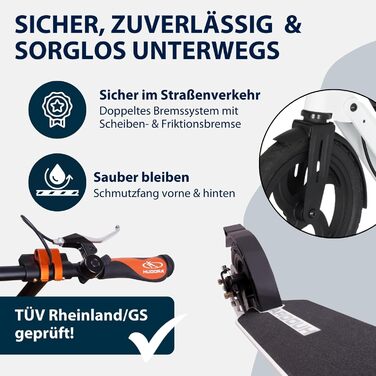 Самокат HUDORA BigWheel Air 230 з ручним гальмом, алюмінієвий, надувні колеса, міський, регулювання висоти, до 120 кг