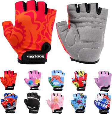 Дитячі велосипедні рукавички Meteor Unisex для дітей, Gel BMX, червоний квітка, розмір S (6.5-7cm)