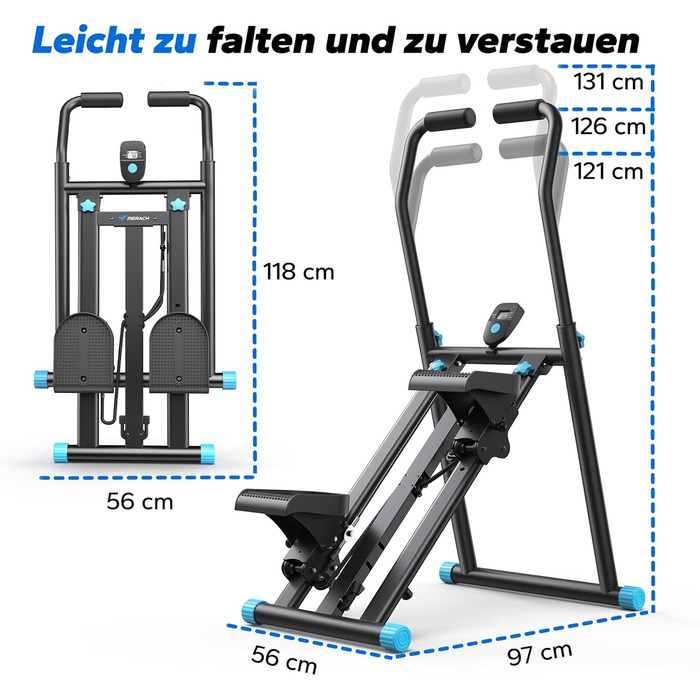 MERACH Stair Stepper Pro - Вертикальний тренажер для дому з регулюванням навантаження, складний, 2448B1