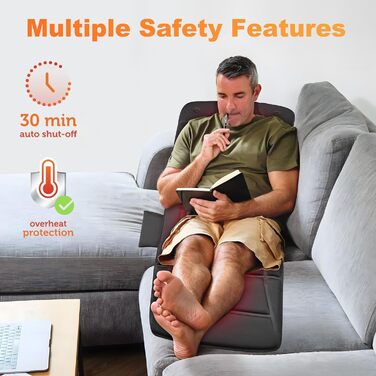 Масажна килимок CILI для всього тіла з підігрівом та вібрацією, масажне подушечко для спини, для зняття болю в спині та шиї