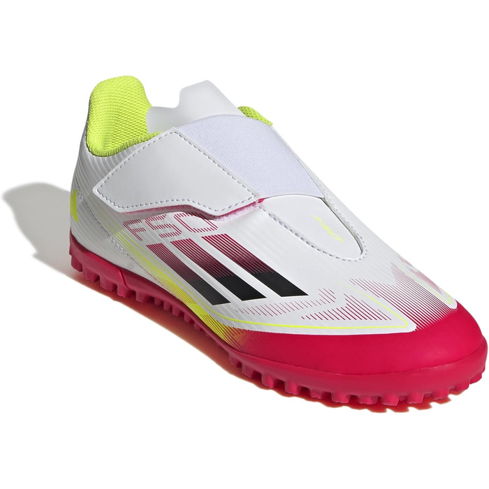 Дитячі футбольні бутси adidas F50 Club Hook and Loop для штучного поля, 32 EU, білий/чорний/жовтий