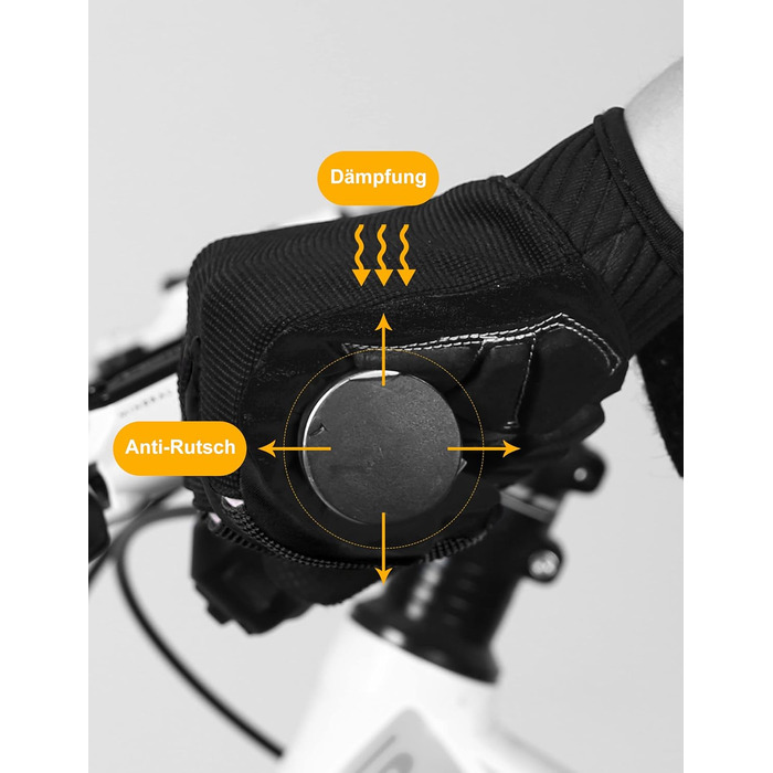 Велосипедні рукавички KUTOOK: антиковзаючі, амортизуючі, з підтримкою сенсорного екрану. Ідеально для MTB, шосе, гонок, даунхілу та хайкінгу (Чорний, L)